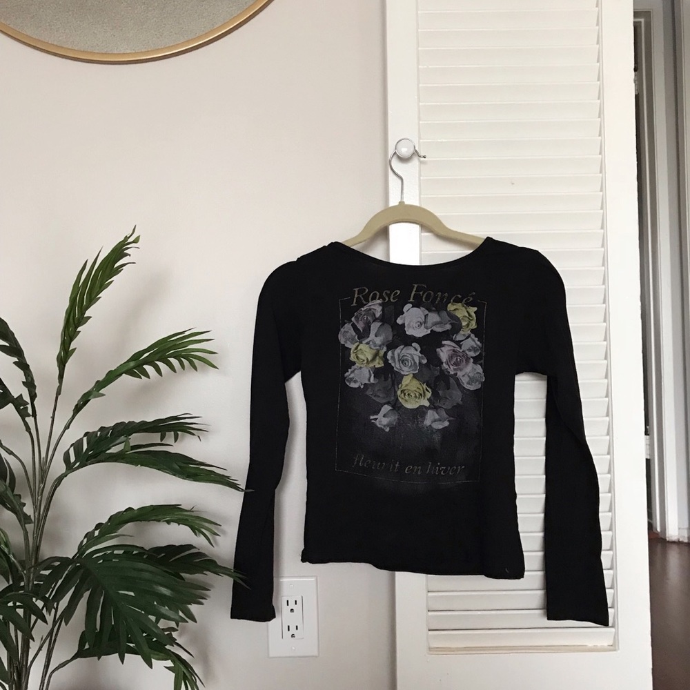 UO Flower Scoop Neck Long Sleeve